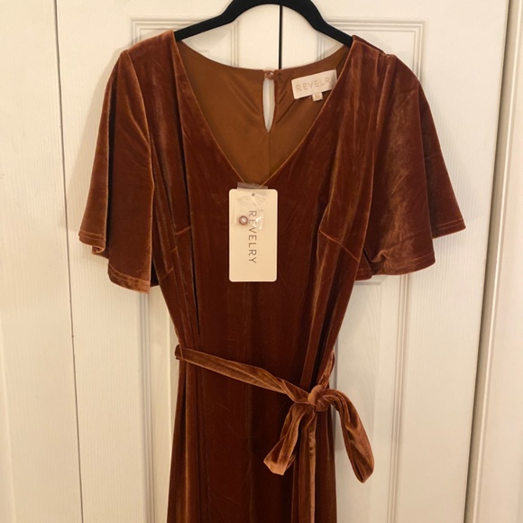 Reese Velvet Terracotta Dress - Picture 6 of 7